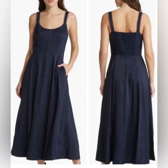 LA LIGNE Georgia Dress in Navy Blue size XL - Picture 9 of 9